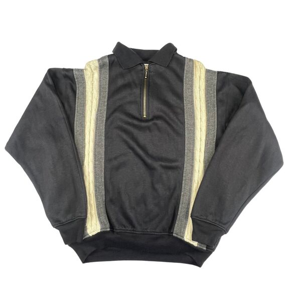 VTG Jacques Carpenter Sweater Large Textured Panel Quarter Zip Athletic Pullover - Picture 5 of 11